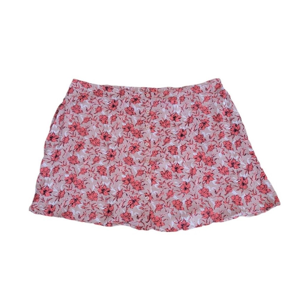 NWT Halogen Women’s Plus Size 4X Button Front A-line Skirt Pink Bella Floral